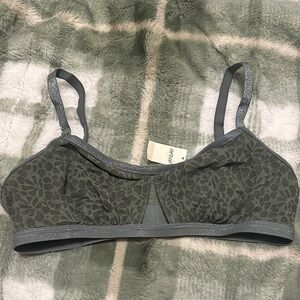 Aerie Animal Print Bralette - Charcoal Green